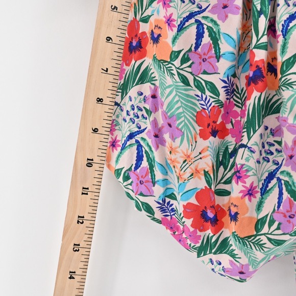 LOST WANDER Dress Size 1X Multicolor Floral Print Puff Sleeve Sweetheart Midi - Picture 13 of 13